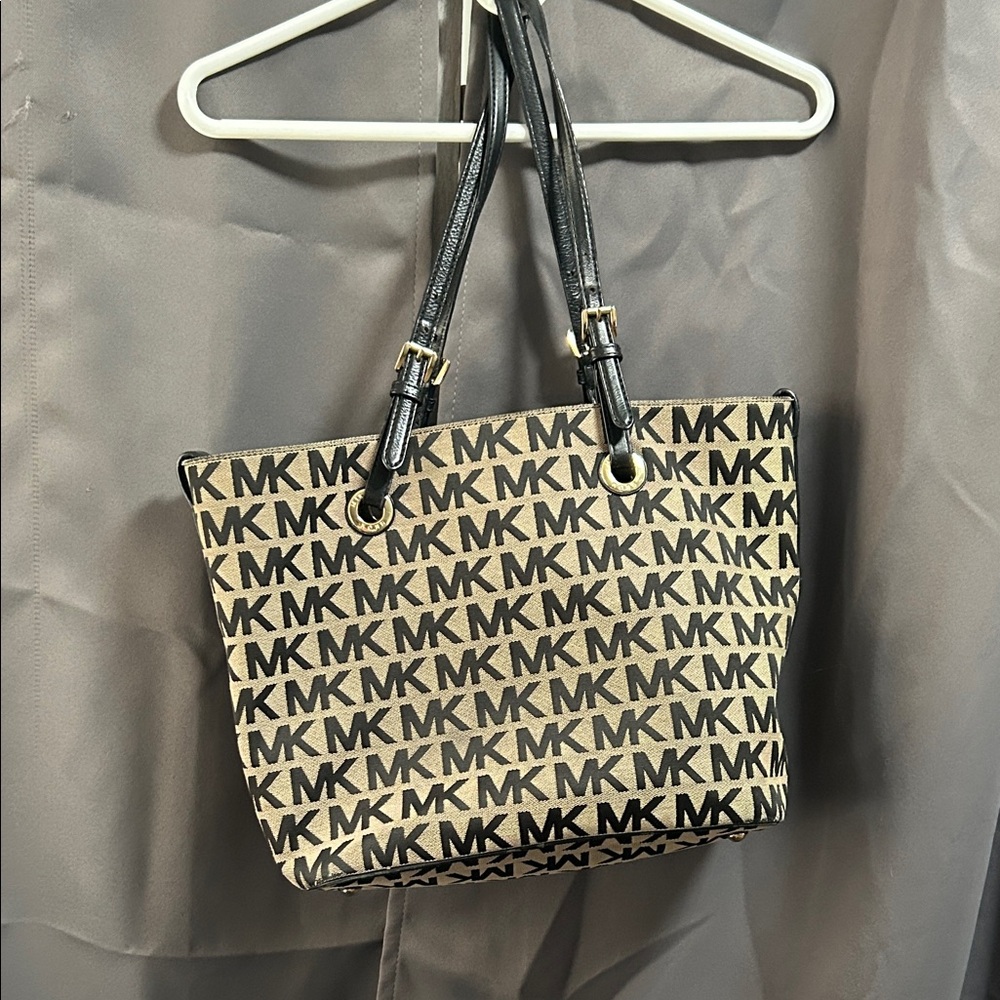 Michael Kors Black and Cream Logo Tote